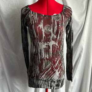 XS34 Bcbgeneration sheer patterned long sleeve